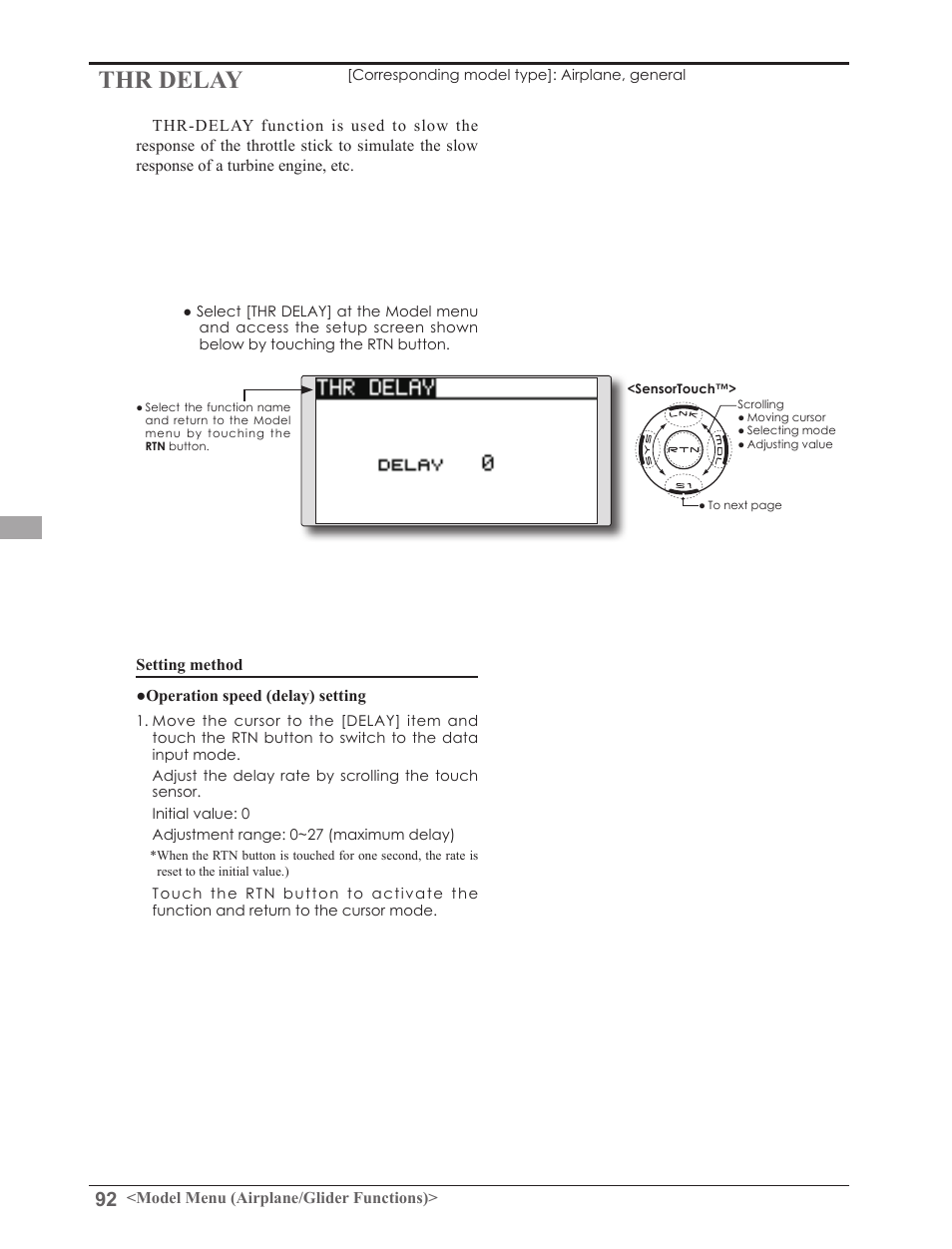 Thr delay | Futaba 8FGAS, 8FGHS 2.4GHz User Manual | Page 92 / 139