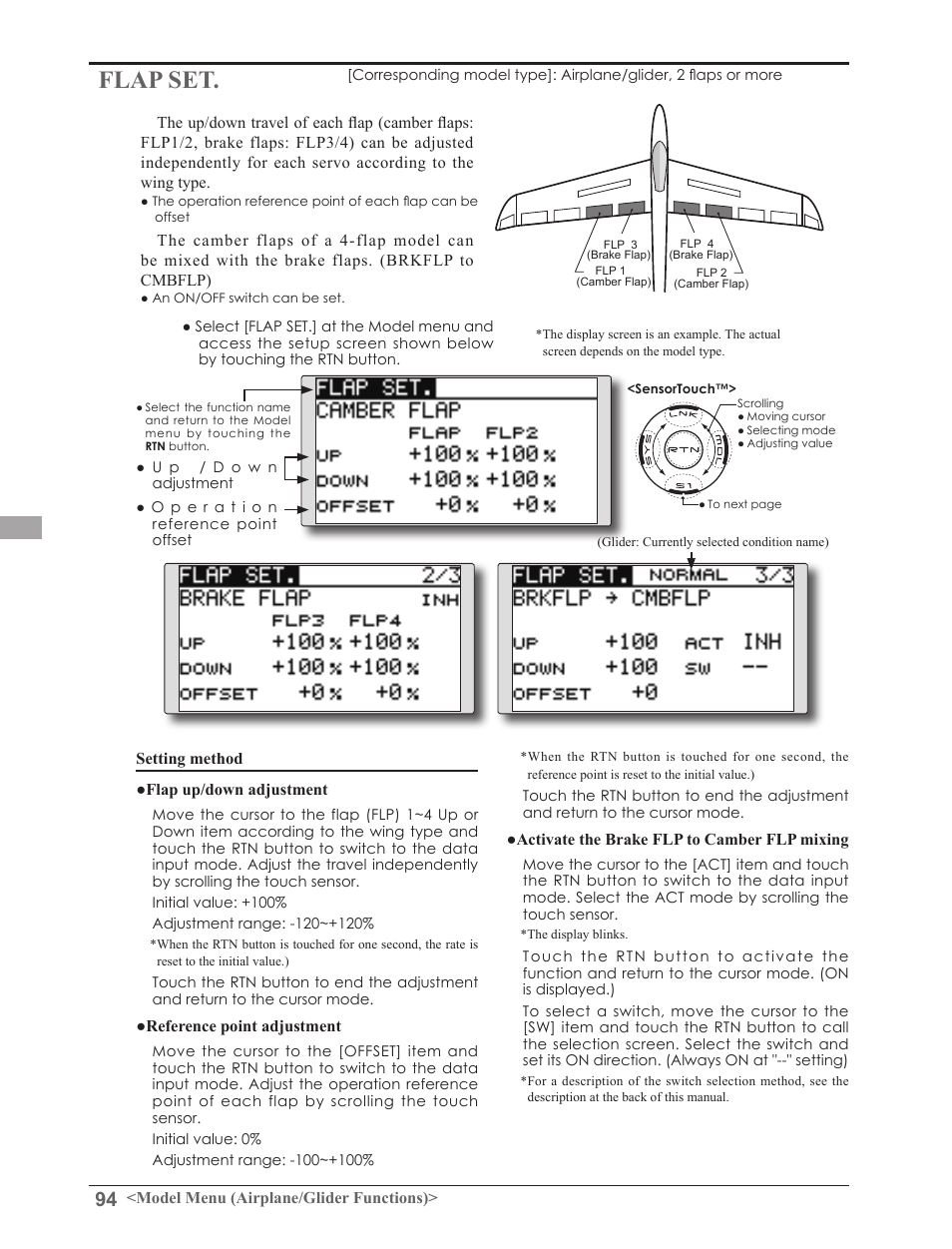 Flap set | Futaba 8FGAS, 8FGHS 2.4GHz User Manual | Page 94 / 139