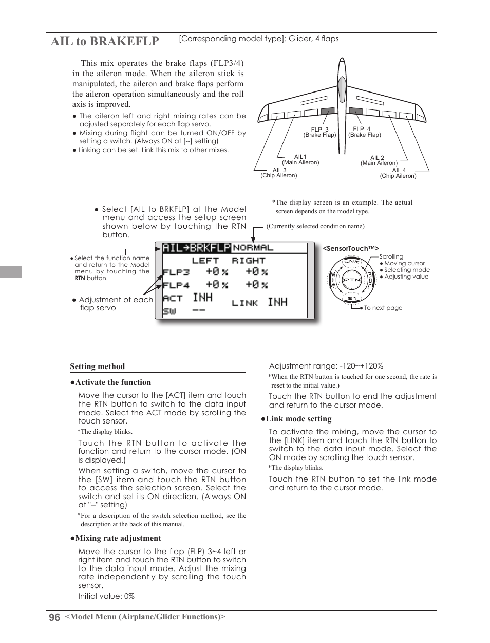 Ail to brakeflp | Futaba 8FGAS, 8FGHS 2.4GHz User Manual | Page 96 / 139