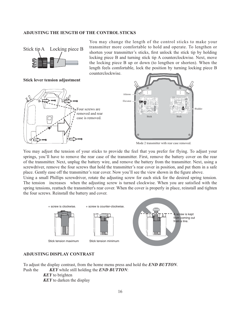 Stick tip a locking piece b | Futaba 8J User Manual | Page 17 / 93