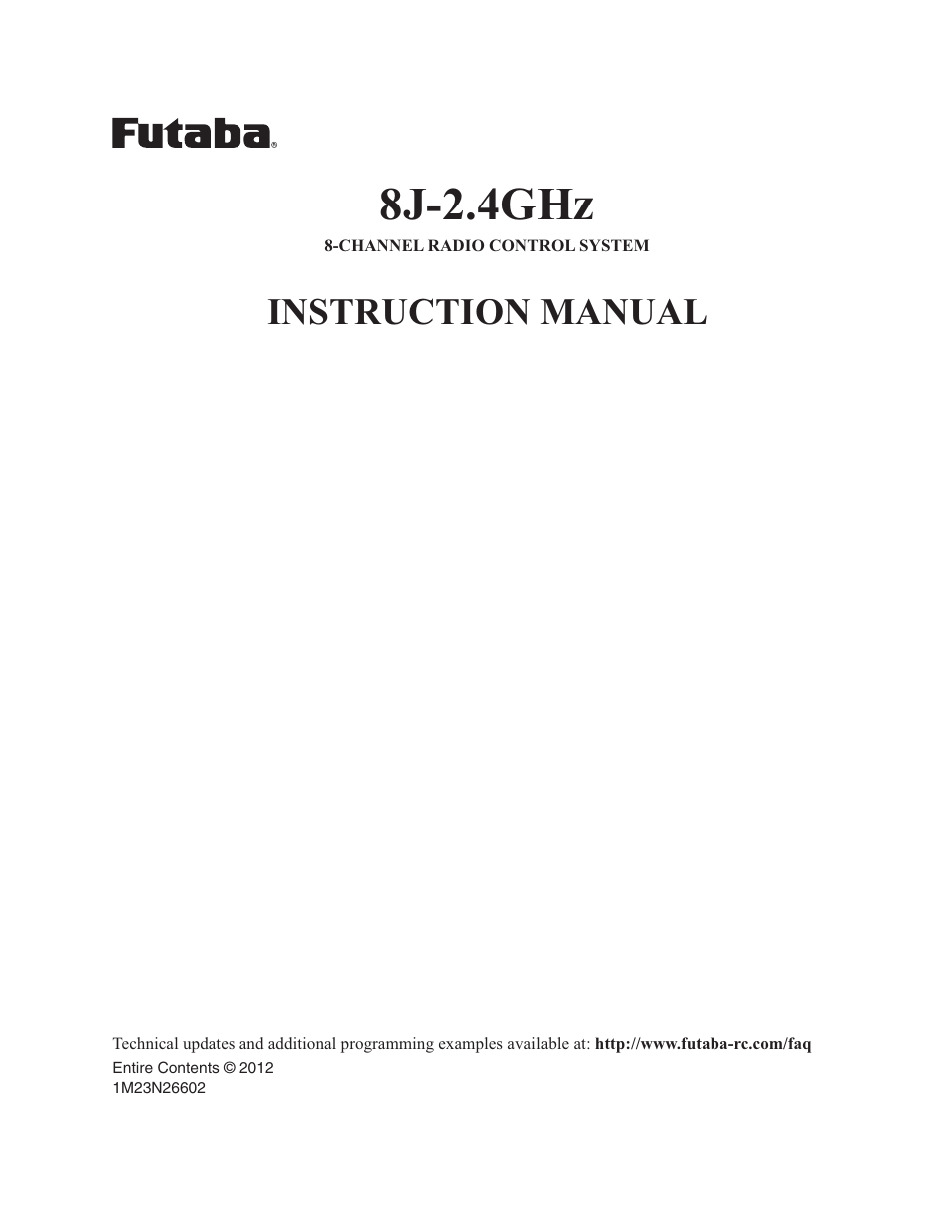 8j-2.4ghz, Instruction manual | Futaba 8J User Manual | Page 2 / 93
