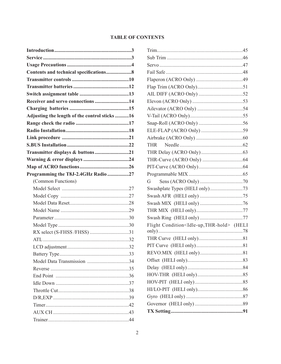 Futaba 8J User Manual | Page 3 / 93