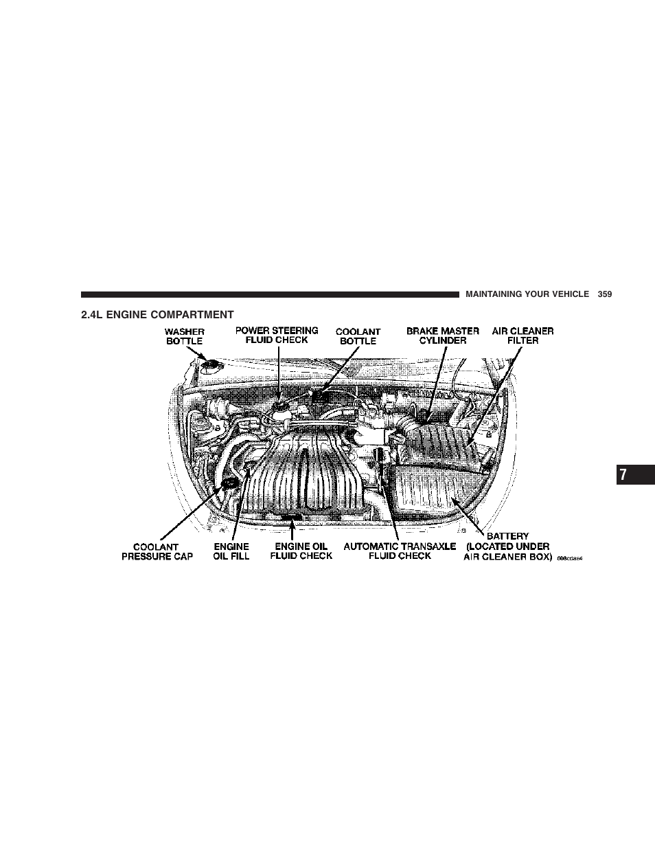 4l engine compartment | Chrysler 2007 PT Cruiser Convertible User Manual | Page 359 / 458