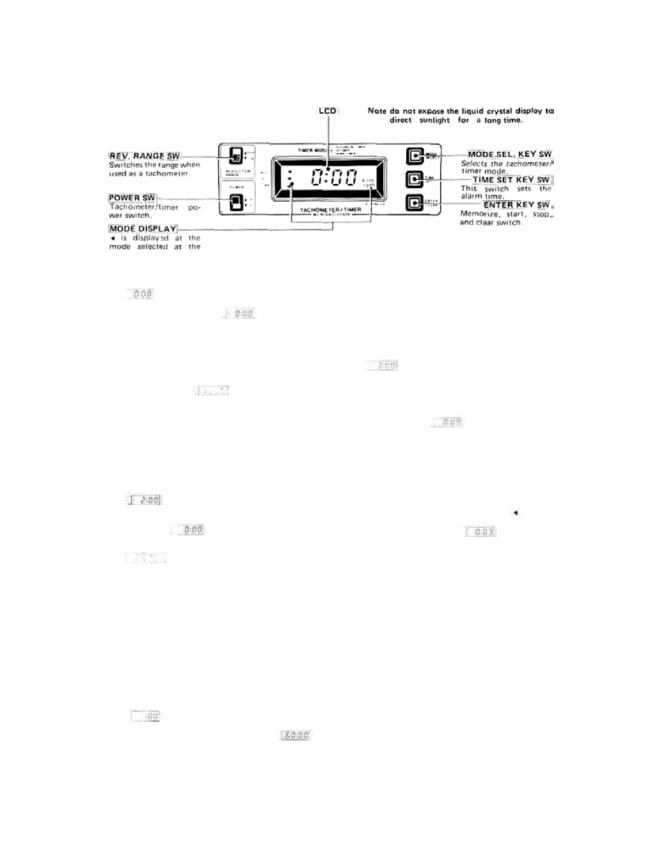 Alarm setting, Fig. 23, Time and alarm setting | 28 tachometer sensor connector | Futaba 8SSHP User Manual | Page 12 / 36