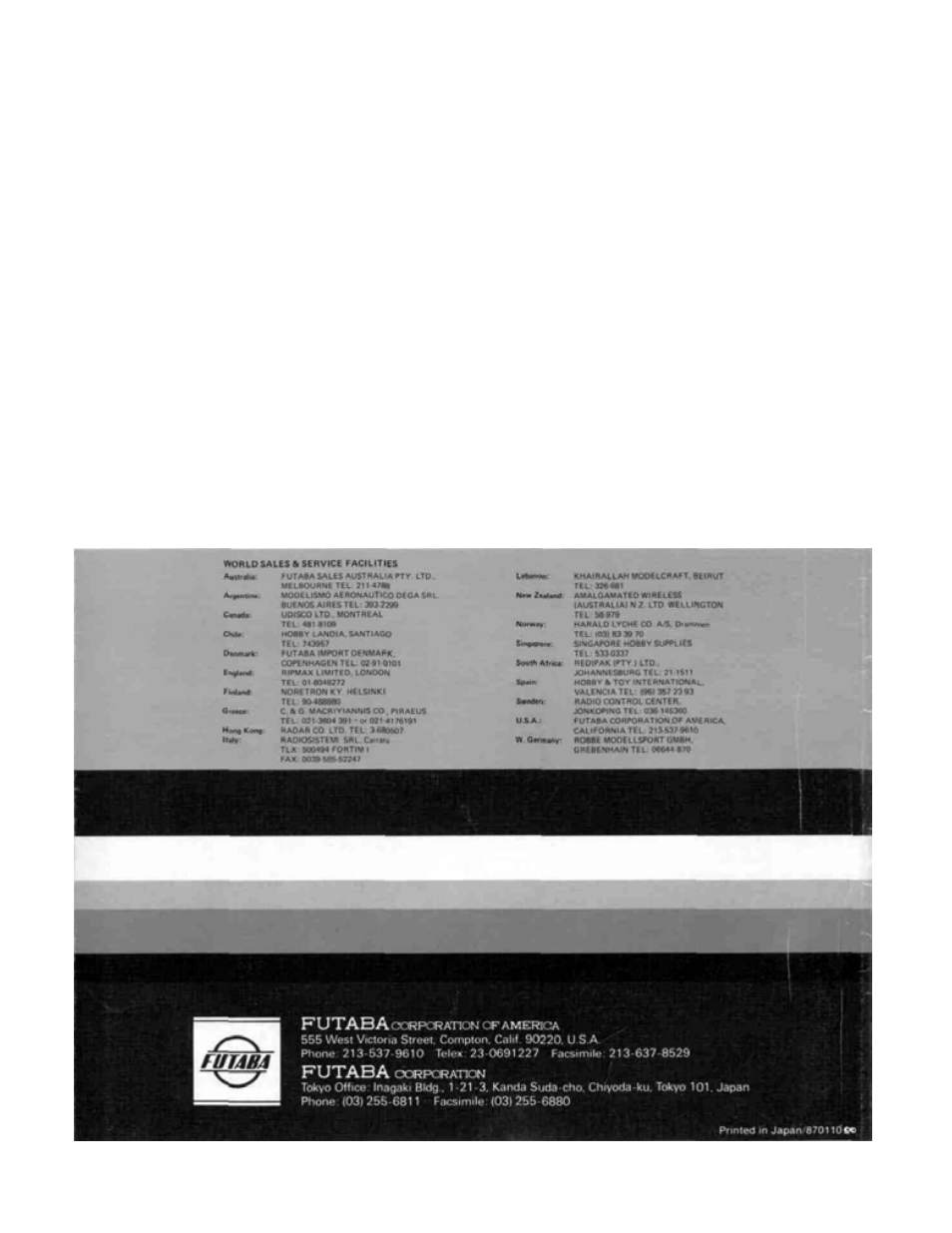 Factory repair service | Futaba 8SSHP User Manual | Page 36 / 36