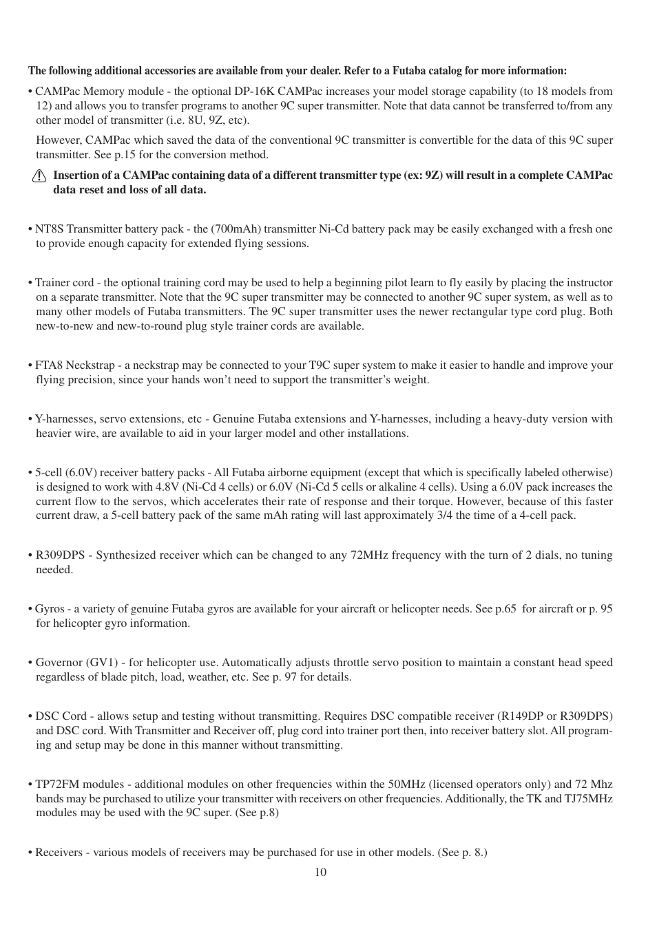Futaba 9CPS User Manual | Page 10 / 109