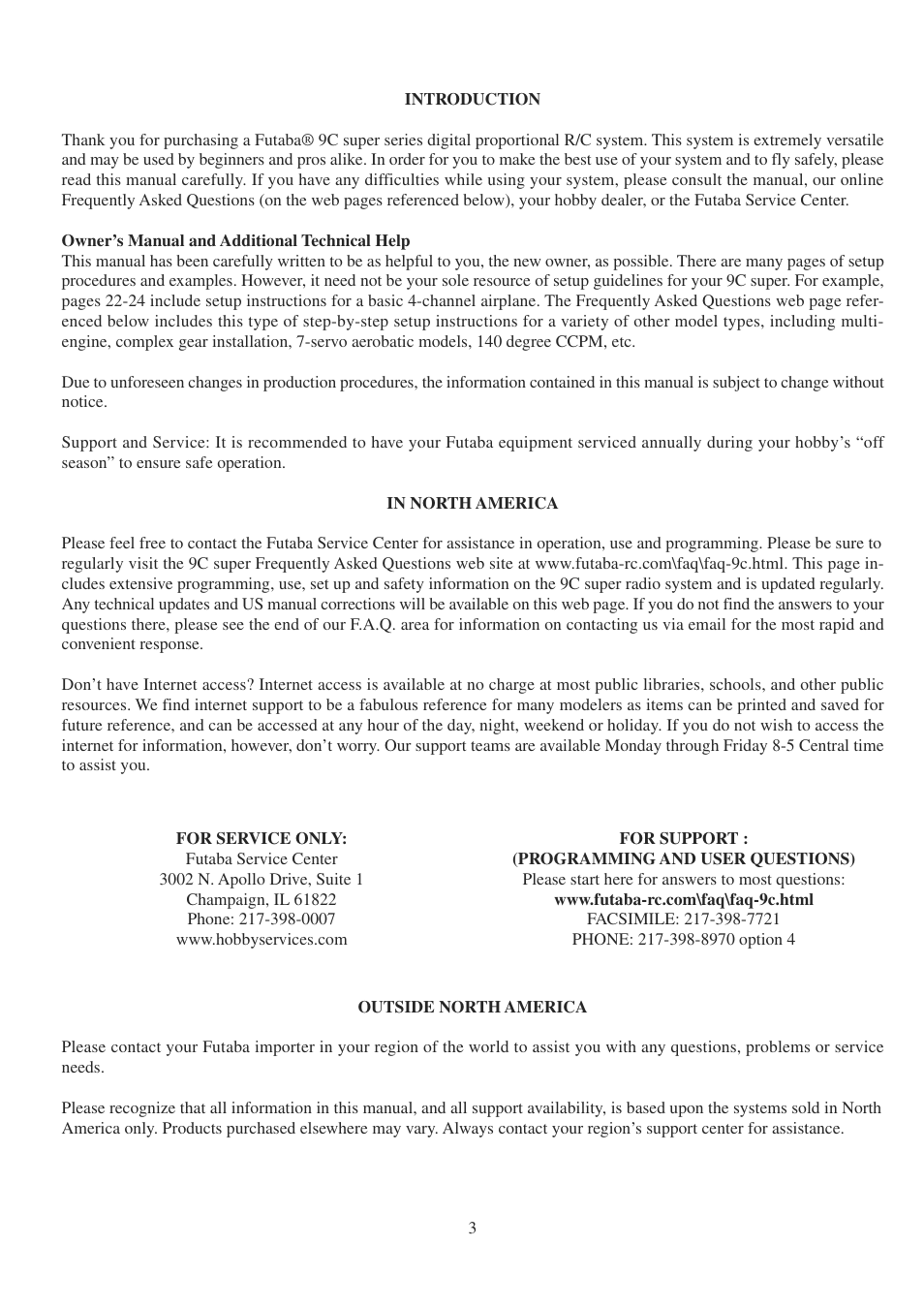 Futaba 9CPS User Manual | Page 3 / 109
