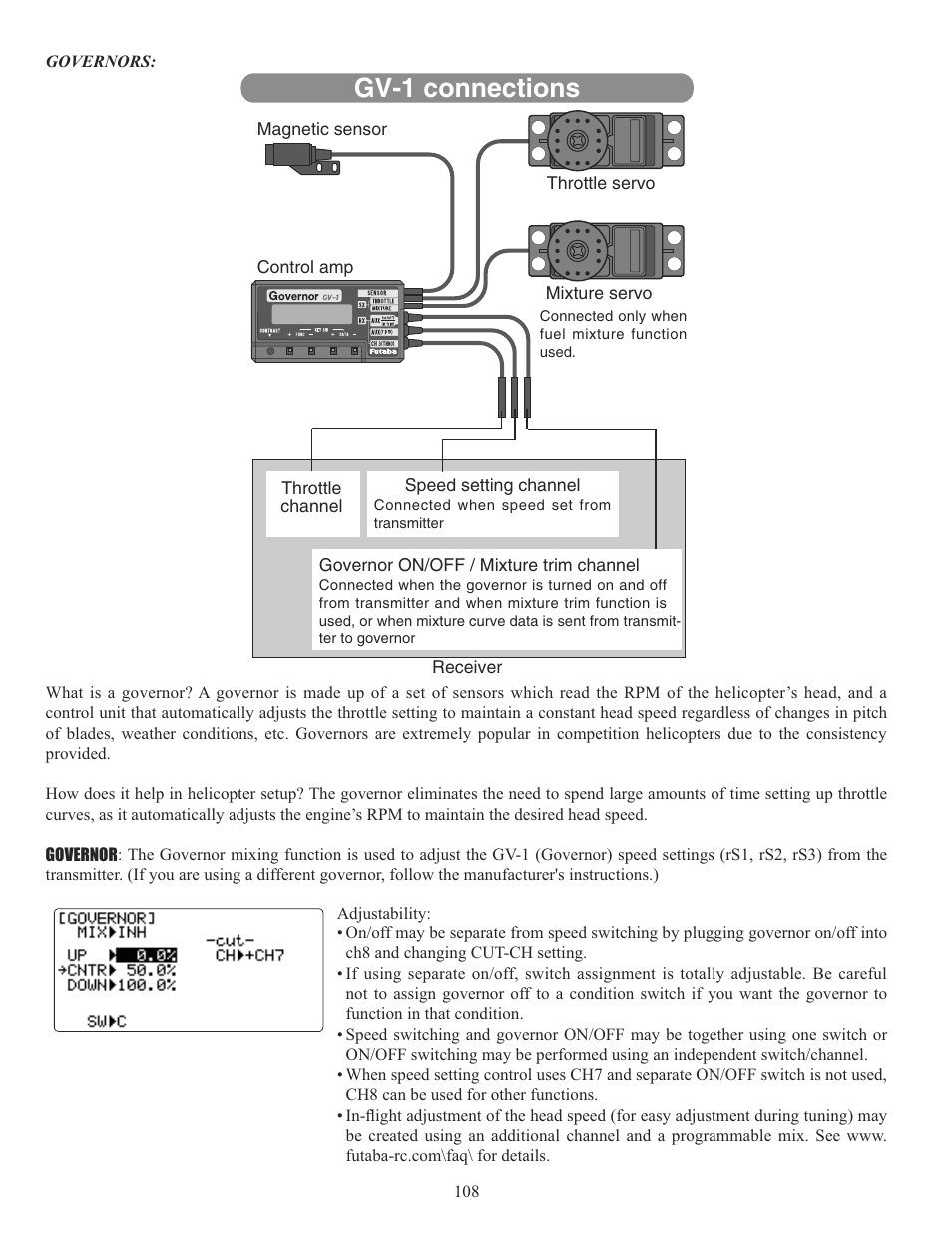 Gv-1 connections | Futaba 10C 2.4GHz User Manual | Page 108 / 119