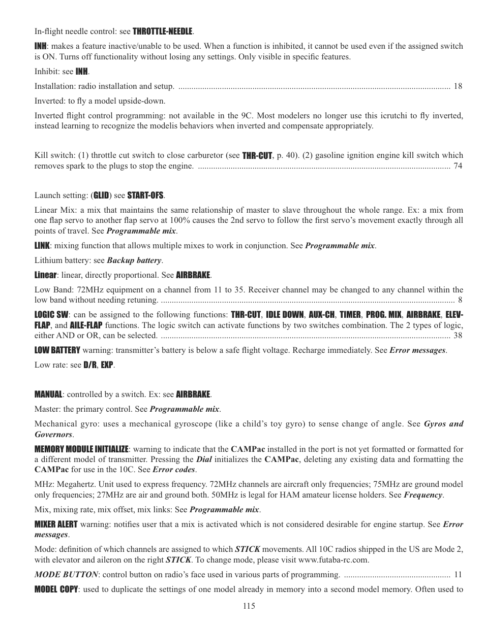 Futaba 10C 2.4GHz User Manual | Page 115 / 119