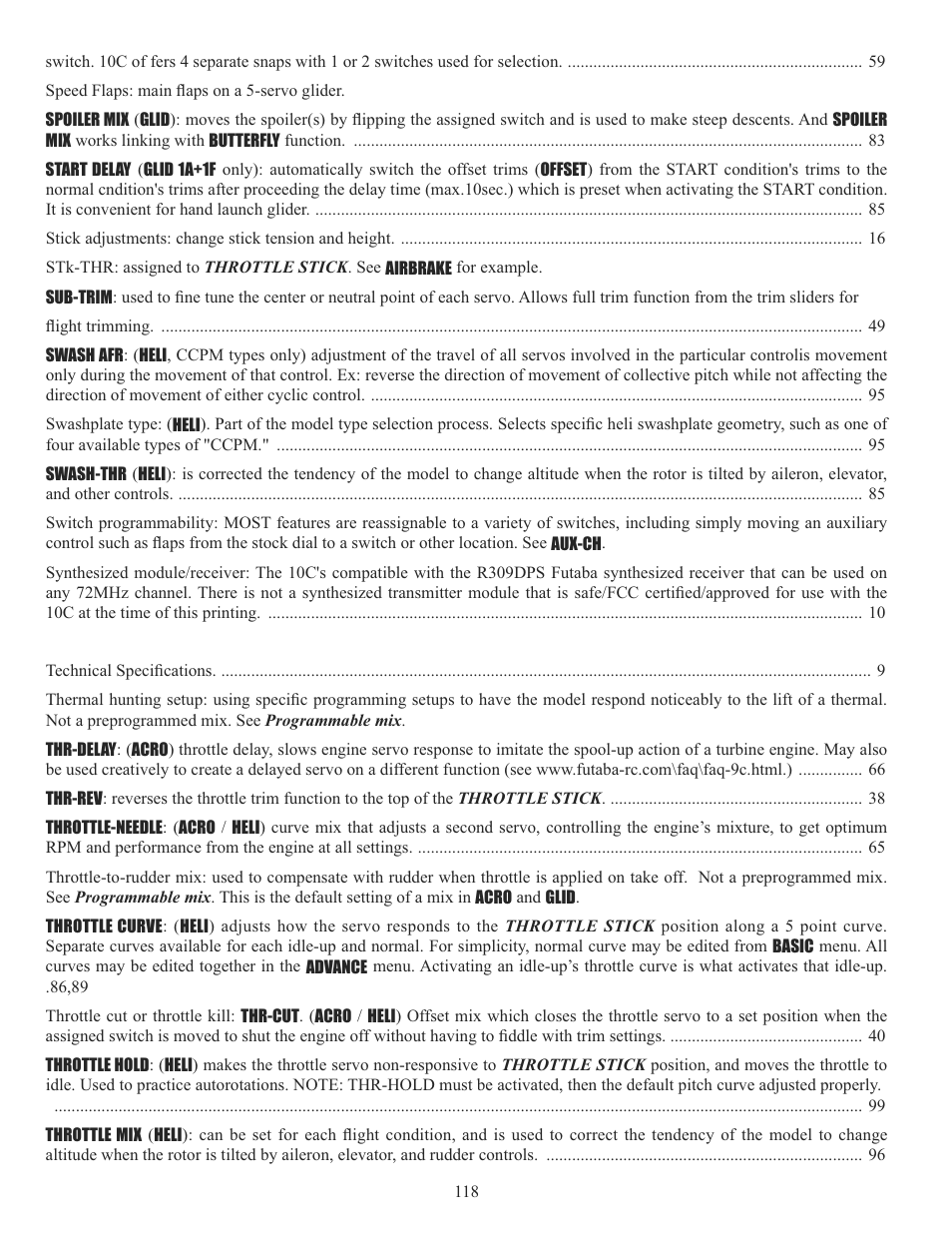 Futaba 10C 2.4GHz User Manual | Page 118 / 119