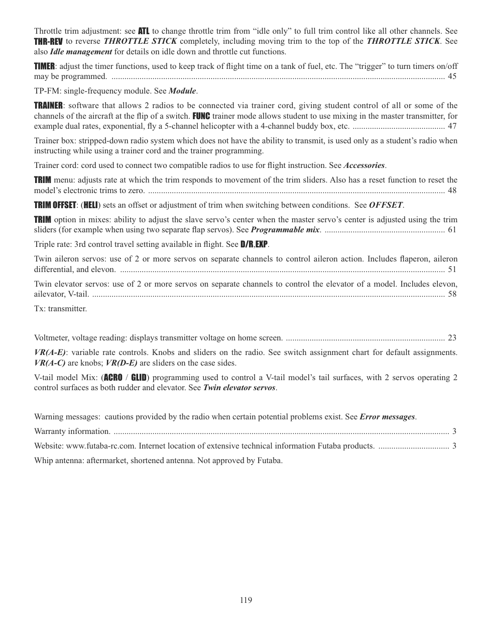 Futaba 10C 2.4GHz User Manual | Page 119 / 119