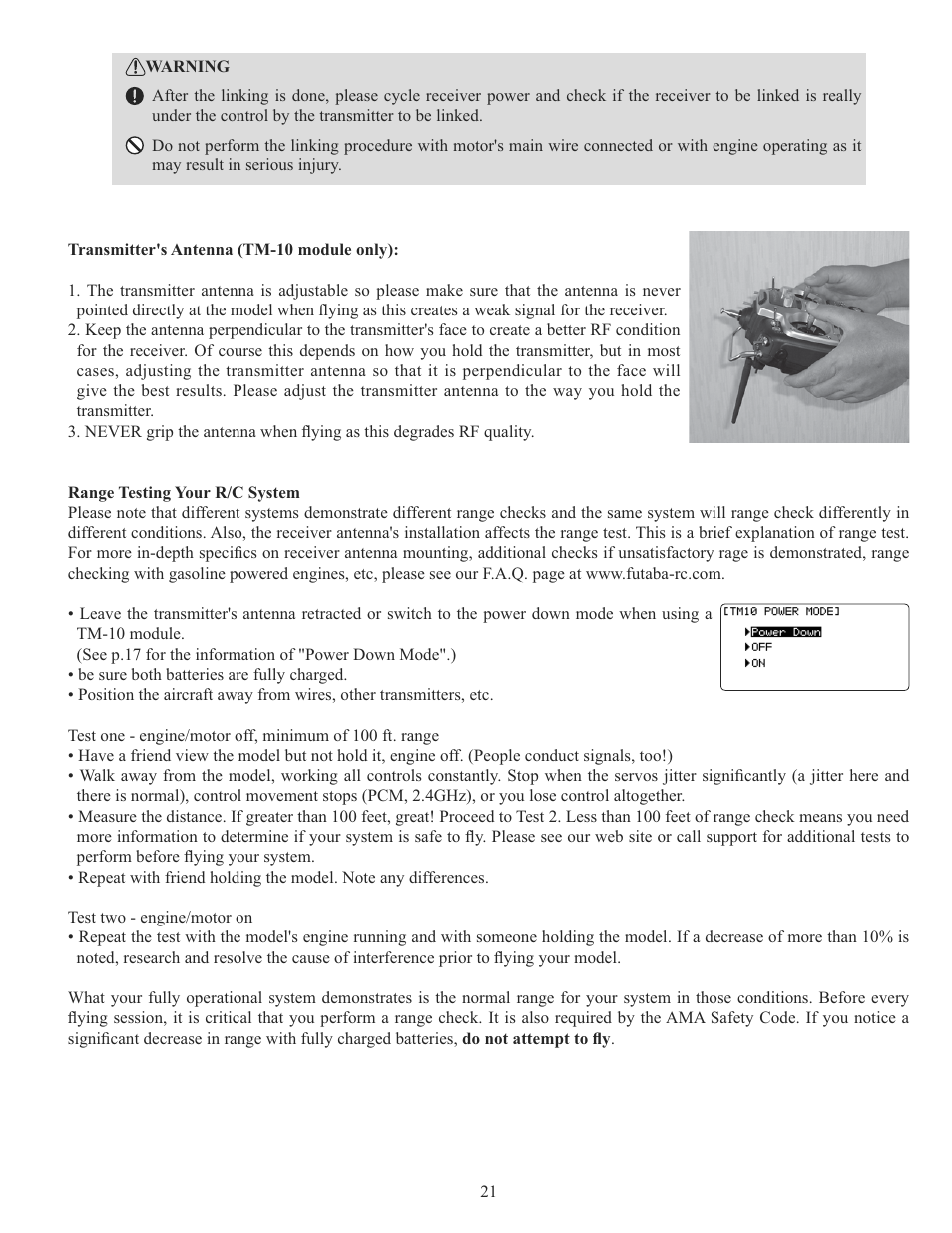 Futaba 10C 2.4GHz User Manual | Page 21 / 119