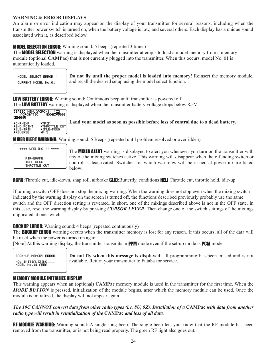 Futaba 10C 2.4GHz User Manual | Page 24 / 119