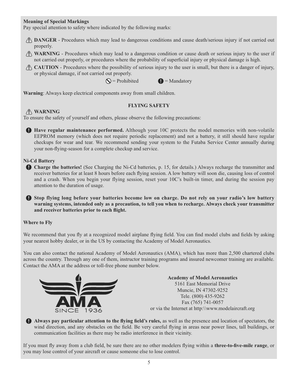 Futaba 10C 2.4GHz User Manual | Page 5 / 119