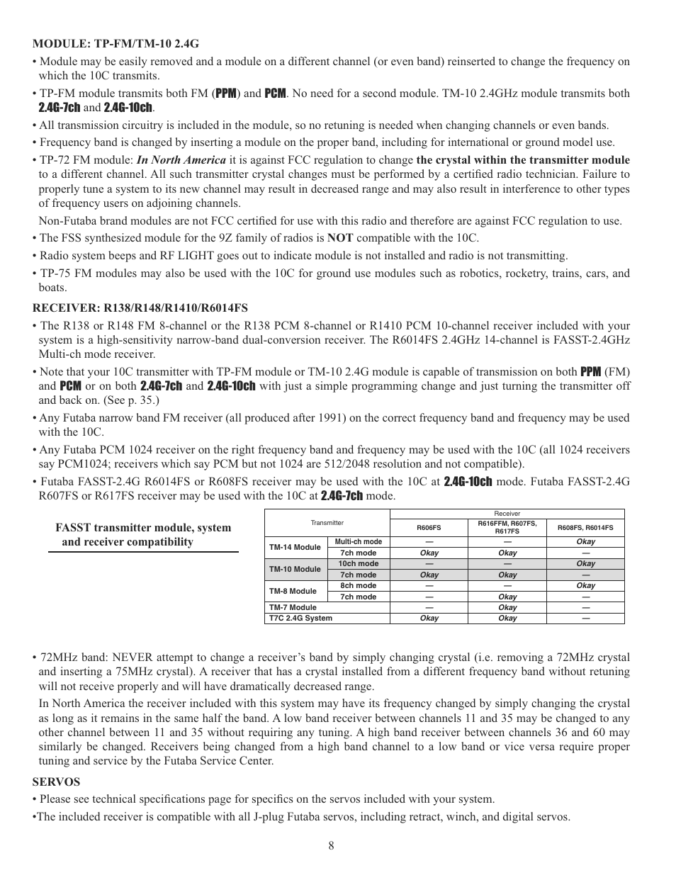 Futaba 10C 2.4GHz User Manual | Page 8 / 119