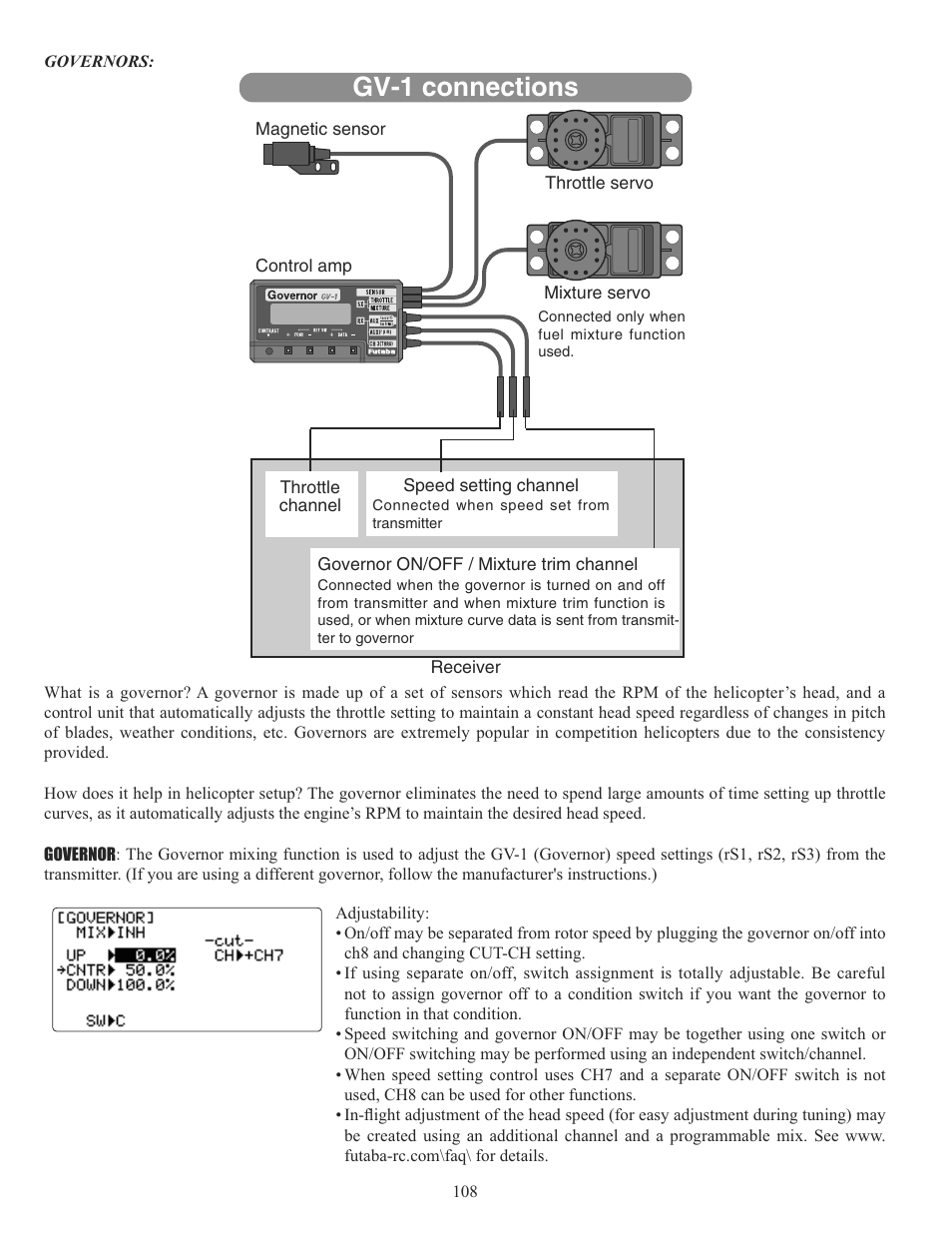 Gv-1 connections | Futaba 10CG 2.4GHz User Manual | Page 108 / 119