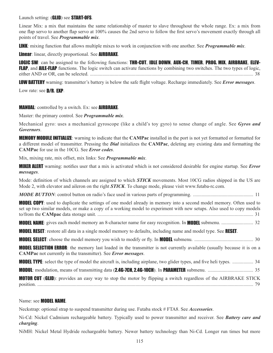 Futaba 10CG 2.4GHz User Manual | Page 115 / 119