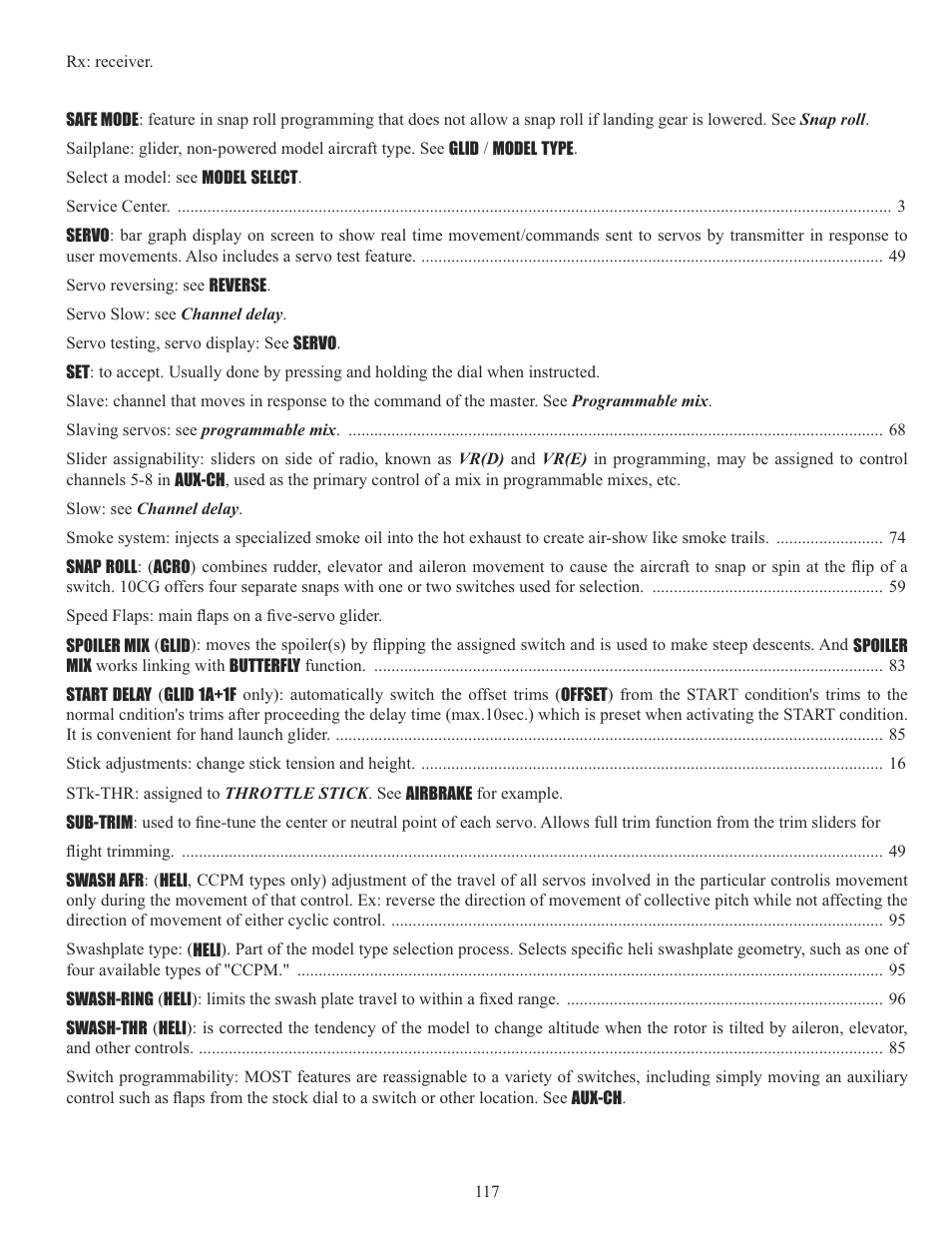Futaba 10CG 2.4GHz User Manual | Page 117 / 119