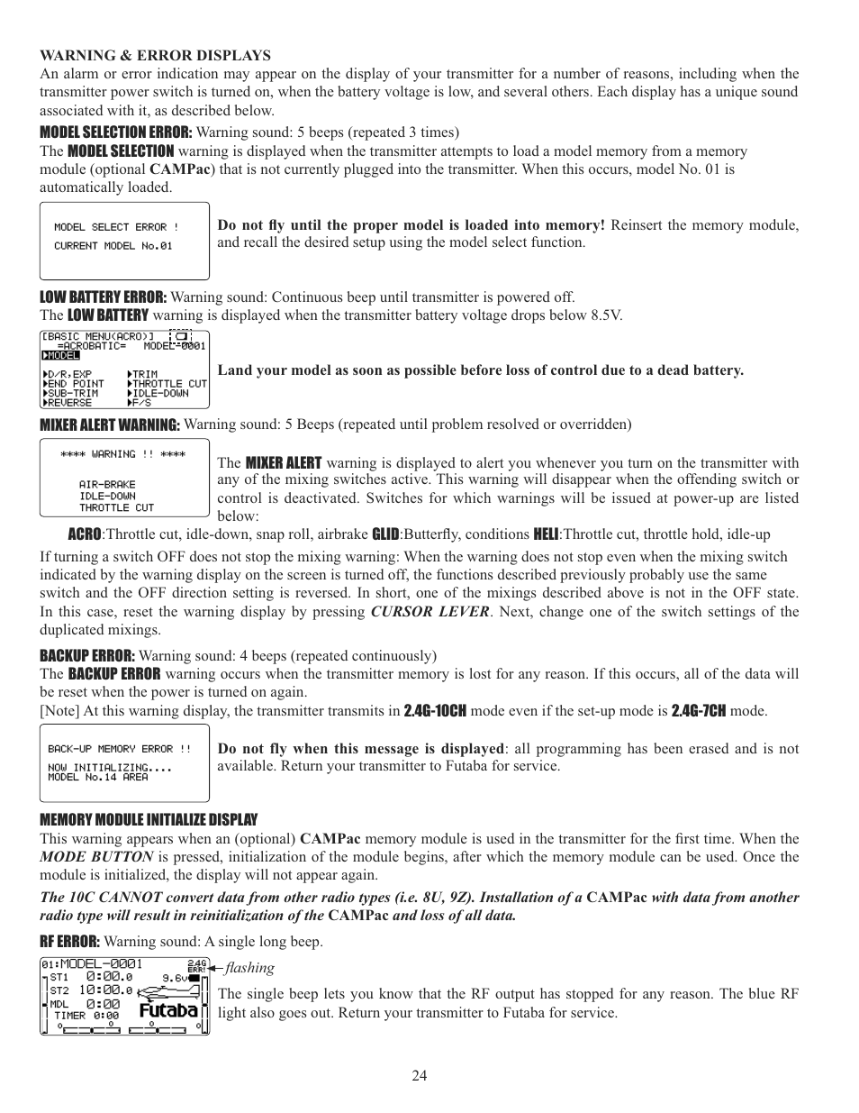 Futaba 10CG 2.4GHz User Manual | Page 24 / 119