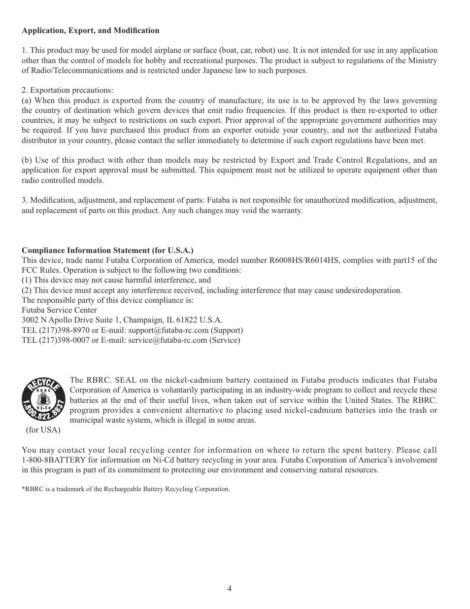 Futaba 10CG 2.4GHz User Manual | Page 4 / 119