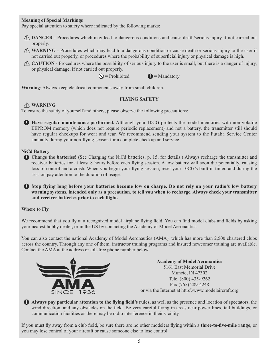 Futaba 10CG 2.4GHz User Manual | Page 5 / 119