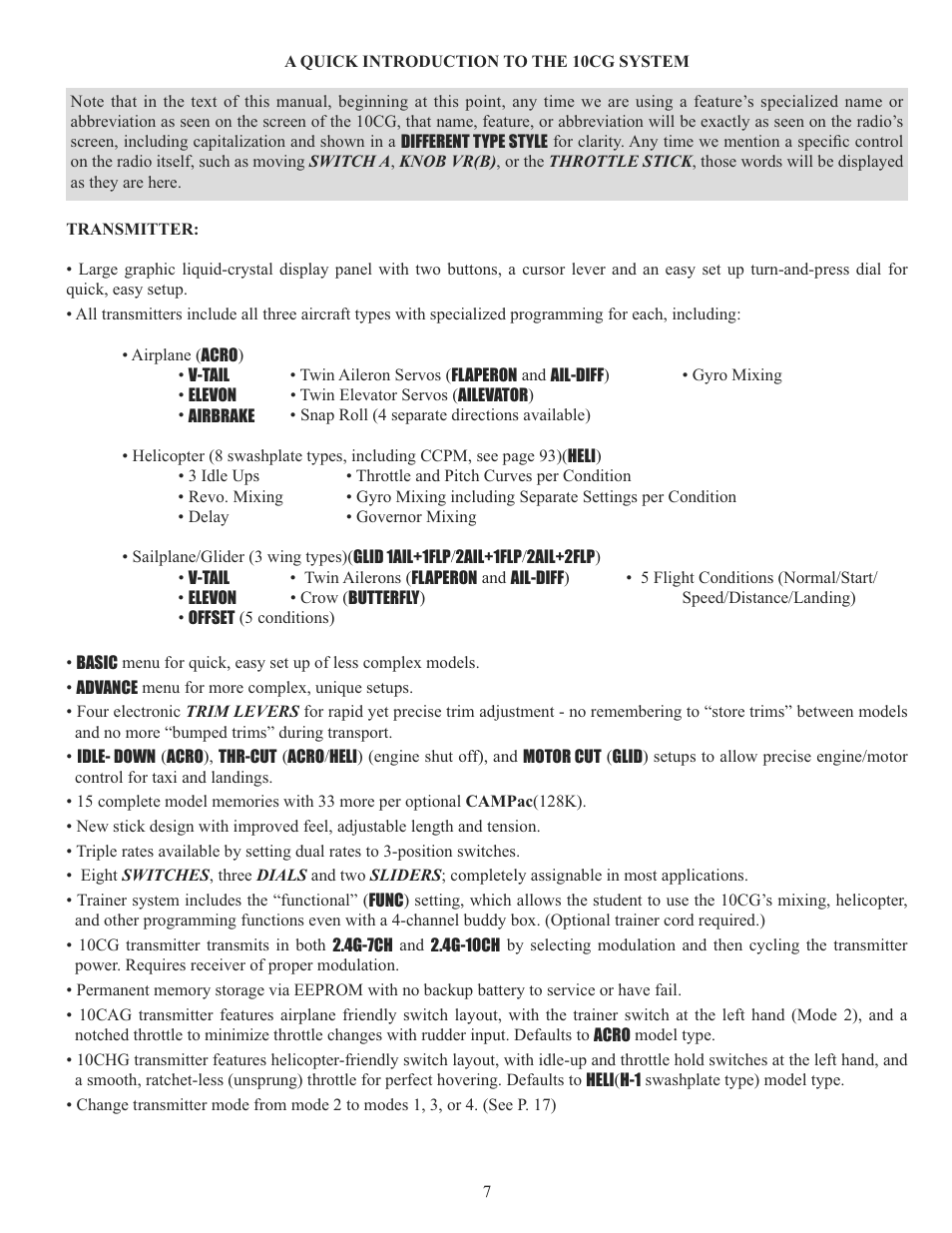 Futaba 10CG 2.4GHz User Manual | Page 7 / 119
