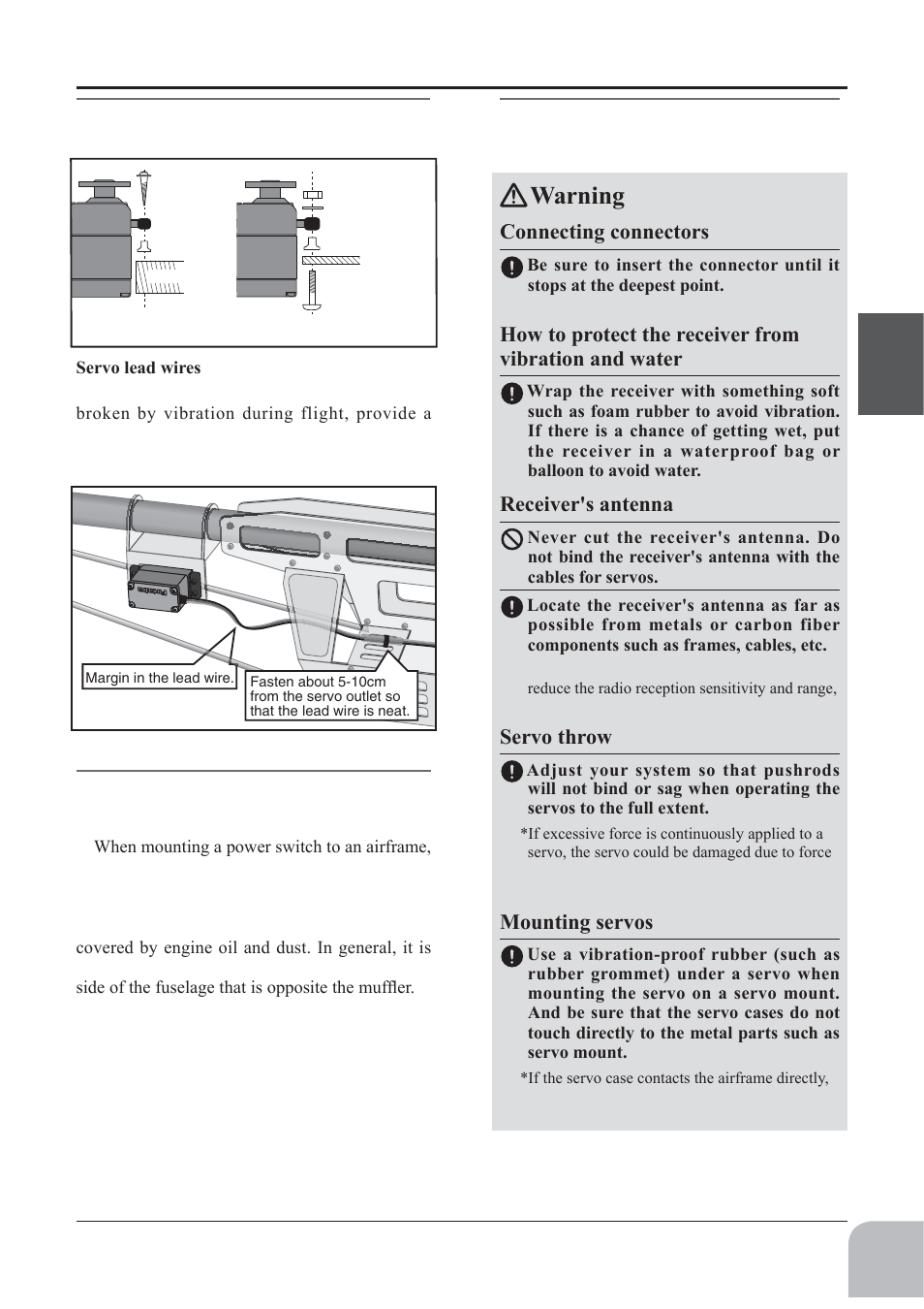 Duqlqj, Rqqhfwlqjfrqqhfwruv, 5hfhlyhu vdqwhqqd | 6huyrwkurz, 0rxqwlqjvhuyrv | Futaba 10J User Manual | Page 31 / 175