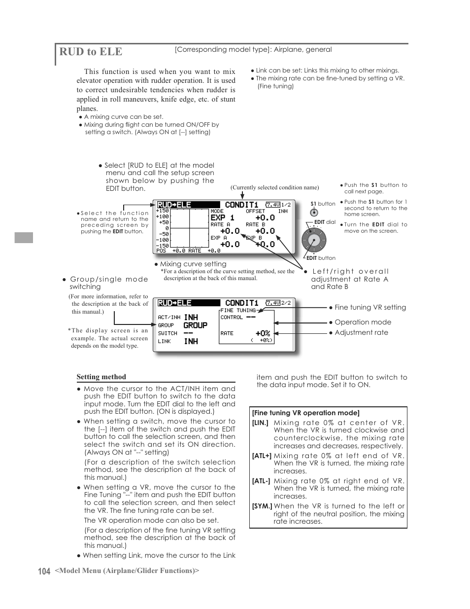 Rud to ele | Futaba 12FG User Manual | Page 104 / 127