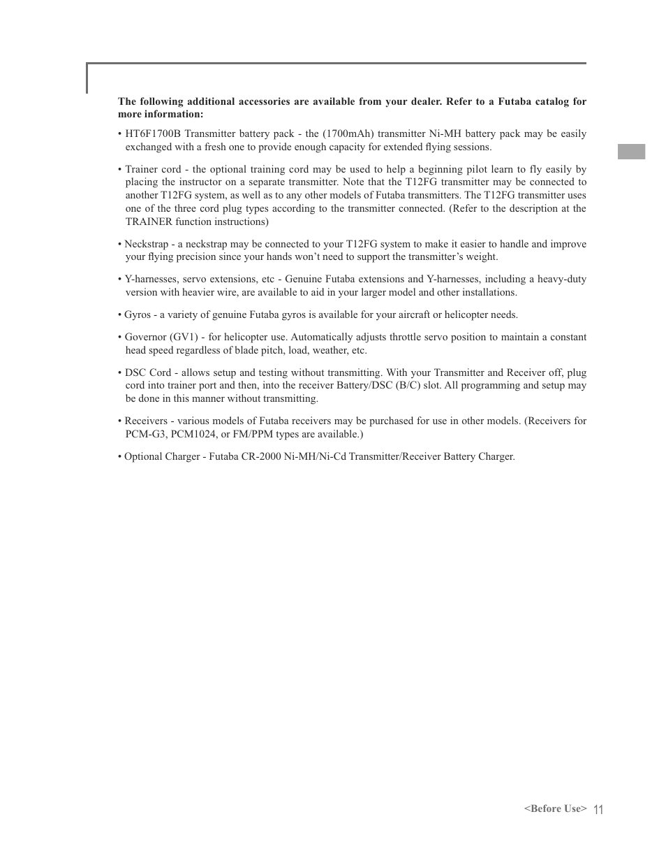 Futaba 12FG User Manual | Page 11 / 127