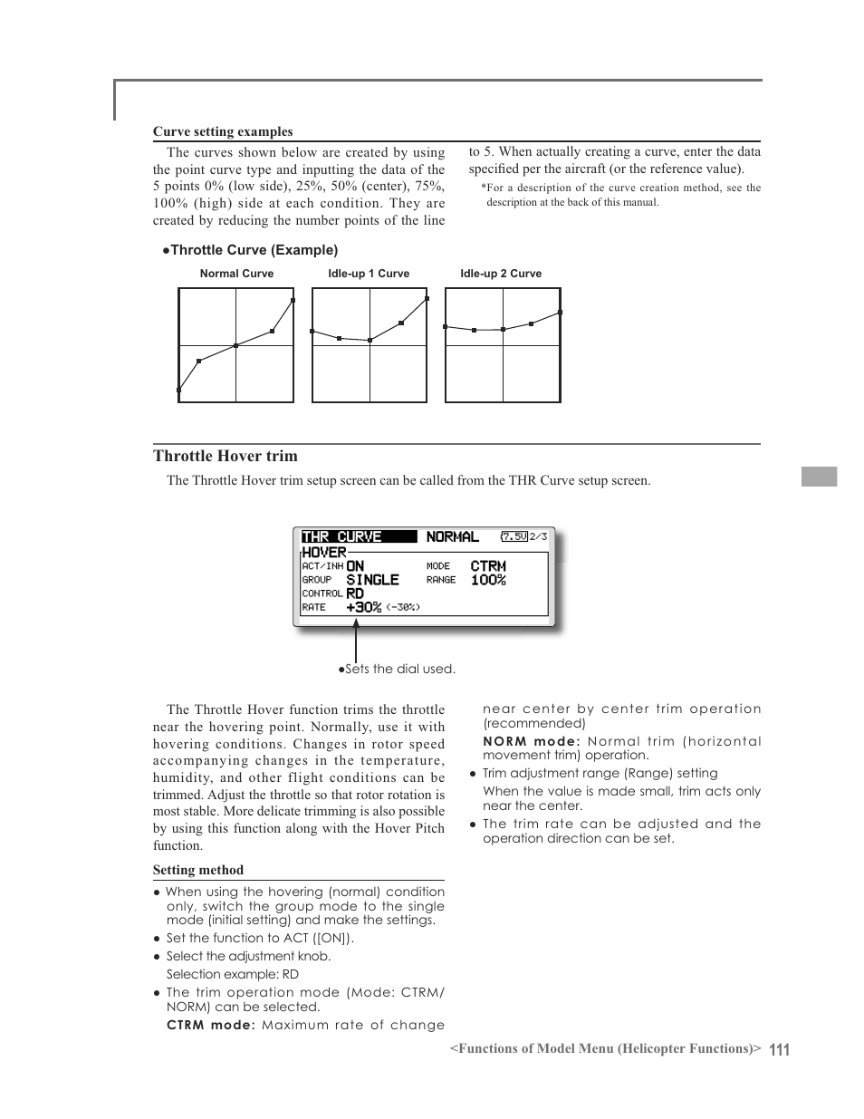 Throttle hover trim | Futaba 12FG User Manual | Page 111 / 127