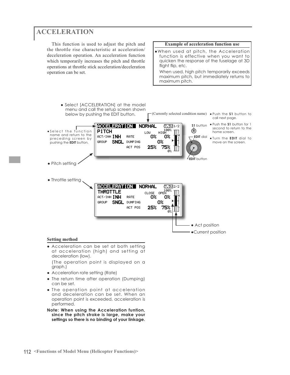 Acceleration | Futaba 12FG User Manual | Page 112 / 127
