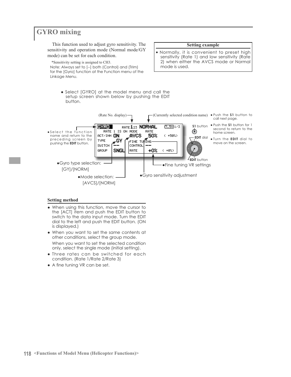 Gyro mixing | Futaba 12FG User Manual | Page 118 / 127