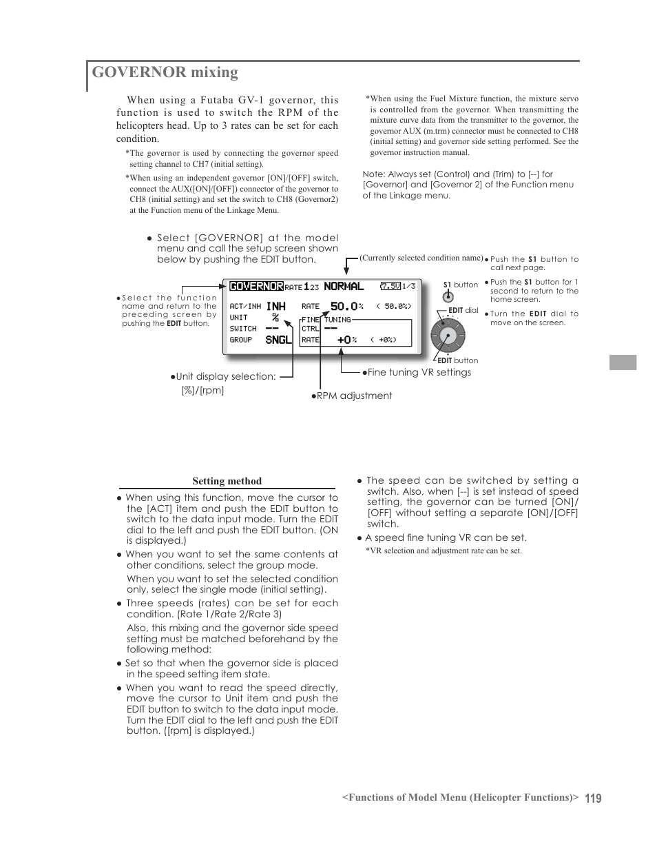 Governor mixing | Futaba 12FG User Manual | Page 119 / 127