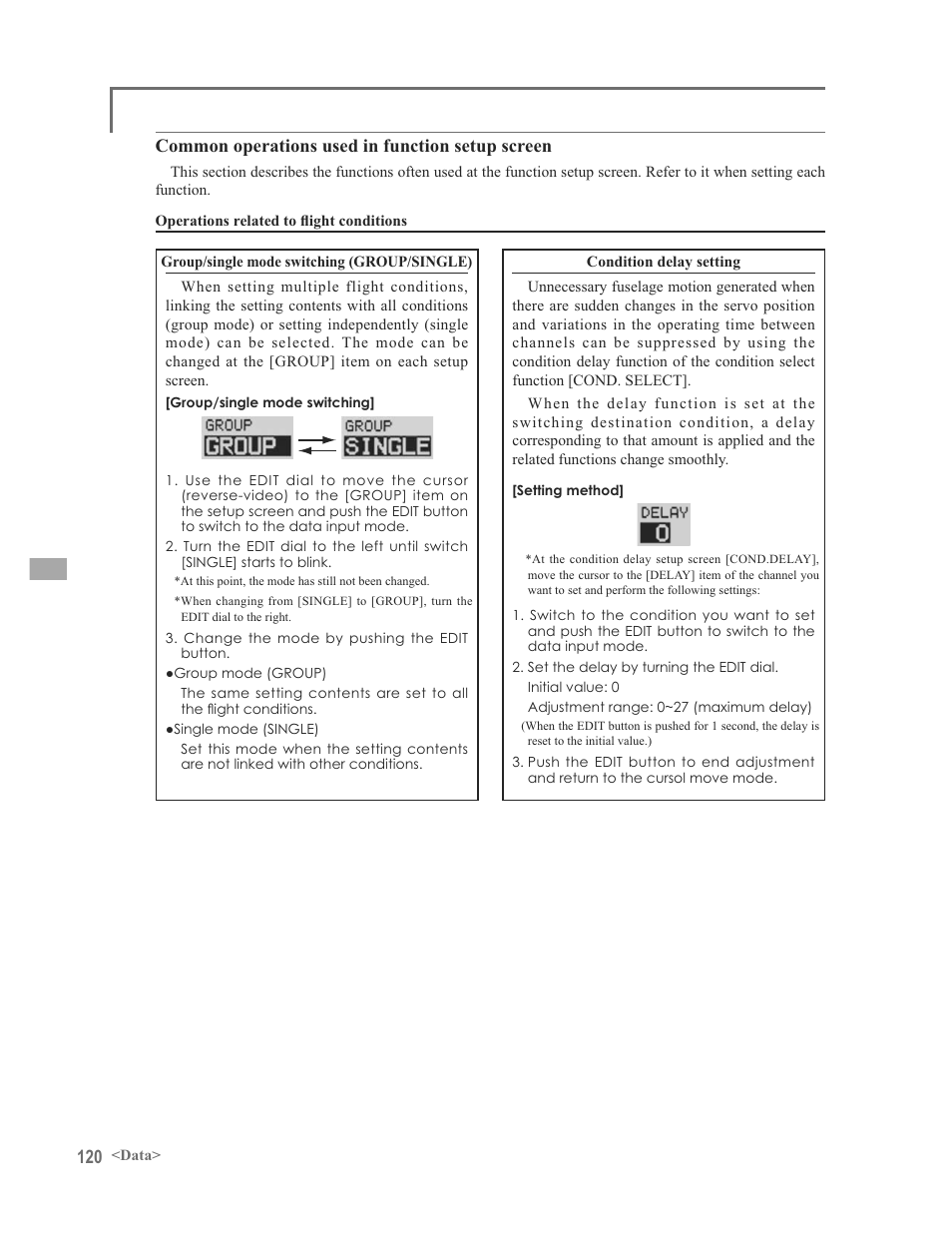 Common operations used in function setup screen | Futaba 12FG User Manual | Page 120 / 127