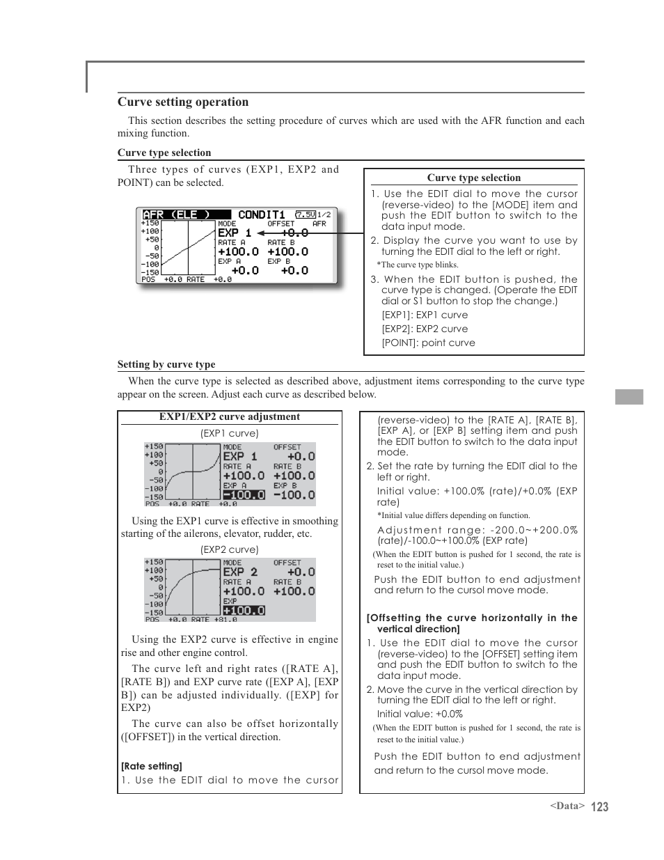 Curve setting operation | Futaba 12FG User Manual | Page 123 / 127