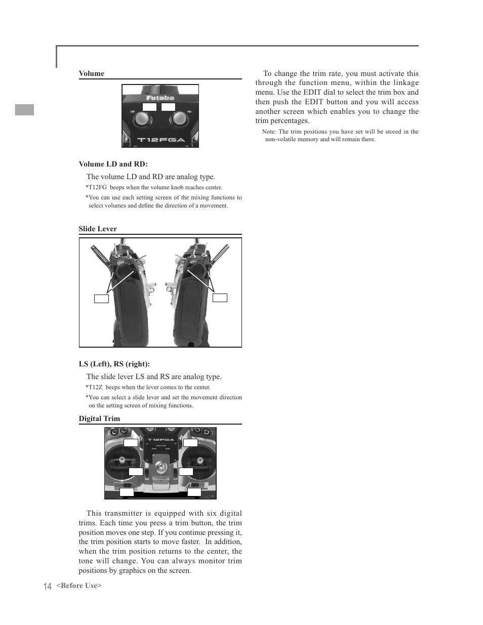 Futaba 12FG User Manual | Page 14 / 127
