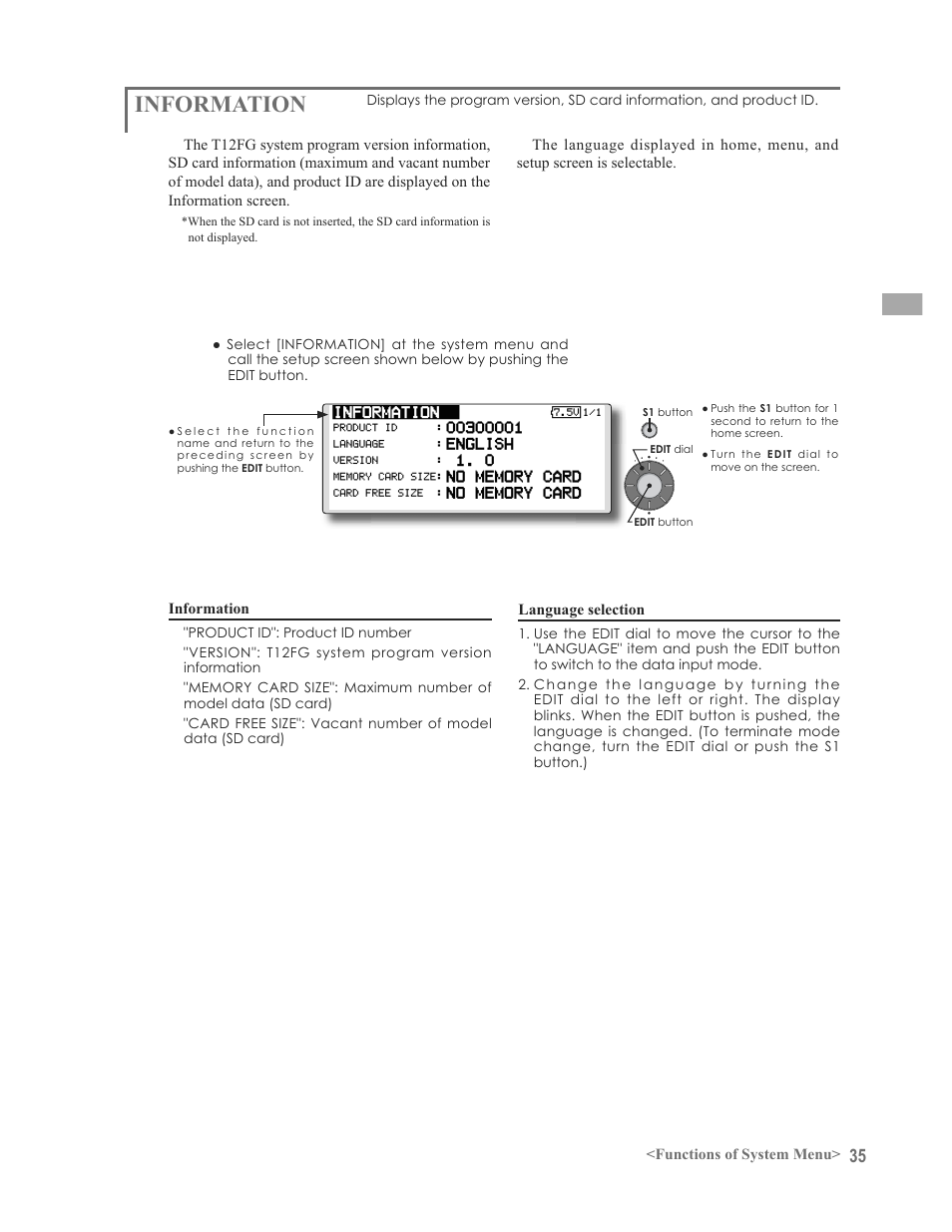 Information | Futaba 12FG User Manual | Page 35 / 127