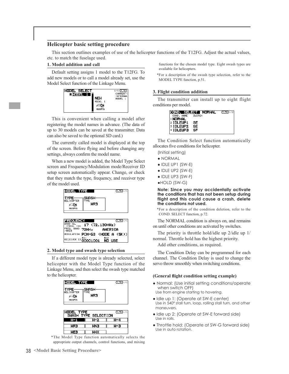 Helicopter basic setting procedure | Futaba 12FG User Manual | Page 38 / 127