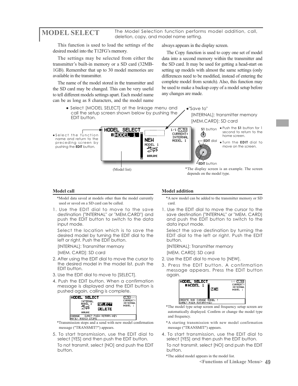 Model select | Futaba 12FG User Manual | Page 49 / 127