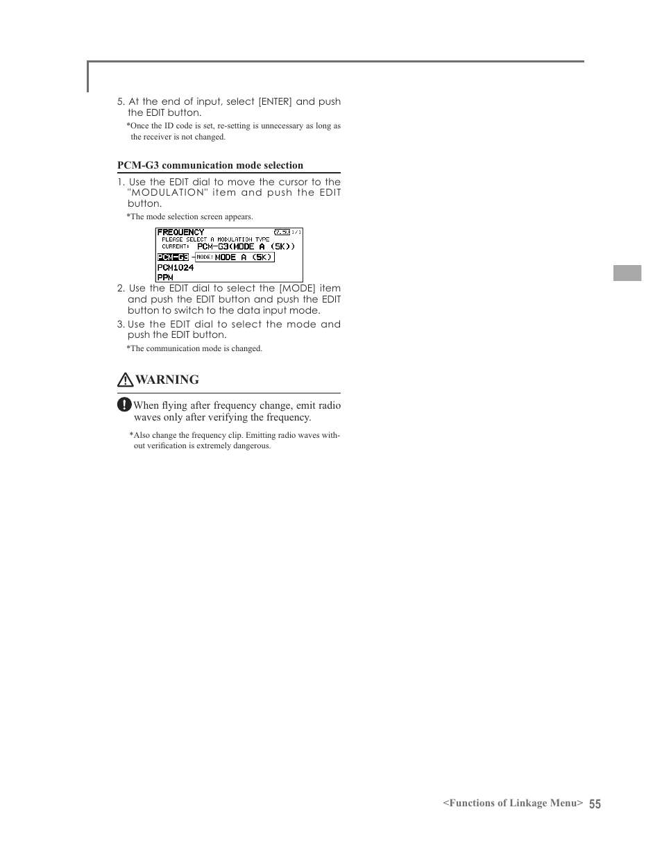 Warning | Futaba 12FG User Manual | Page 55 / 127
