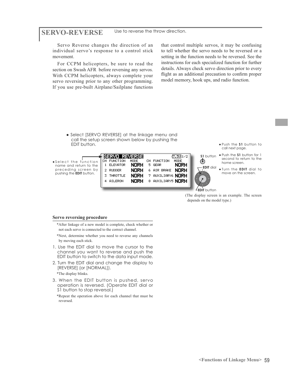 Servo-reverse | Futaba 12FG User Manual | Page 59 / 127