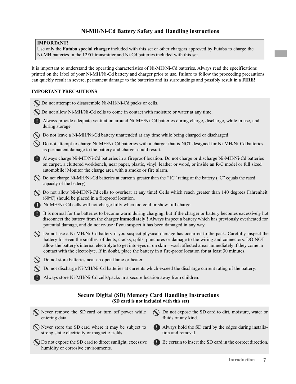 Futaba 12FG User Manual | Page 7 / 127