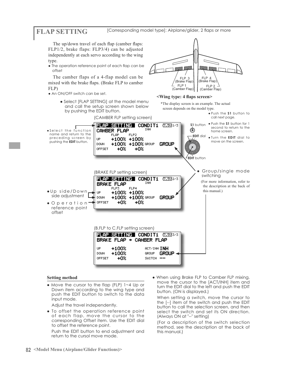 Flap setting | Futaba 12FG User Manual | Page 82 / 127