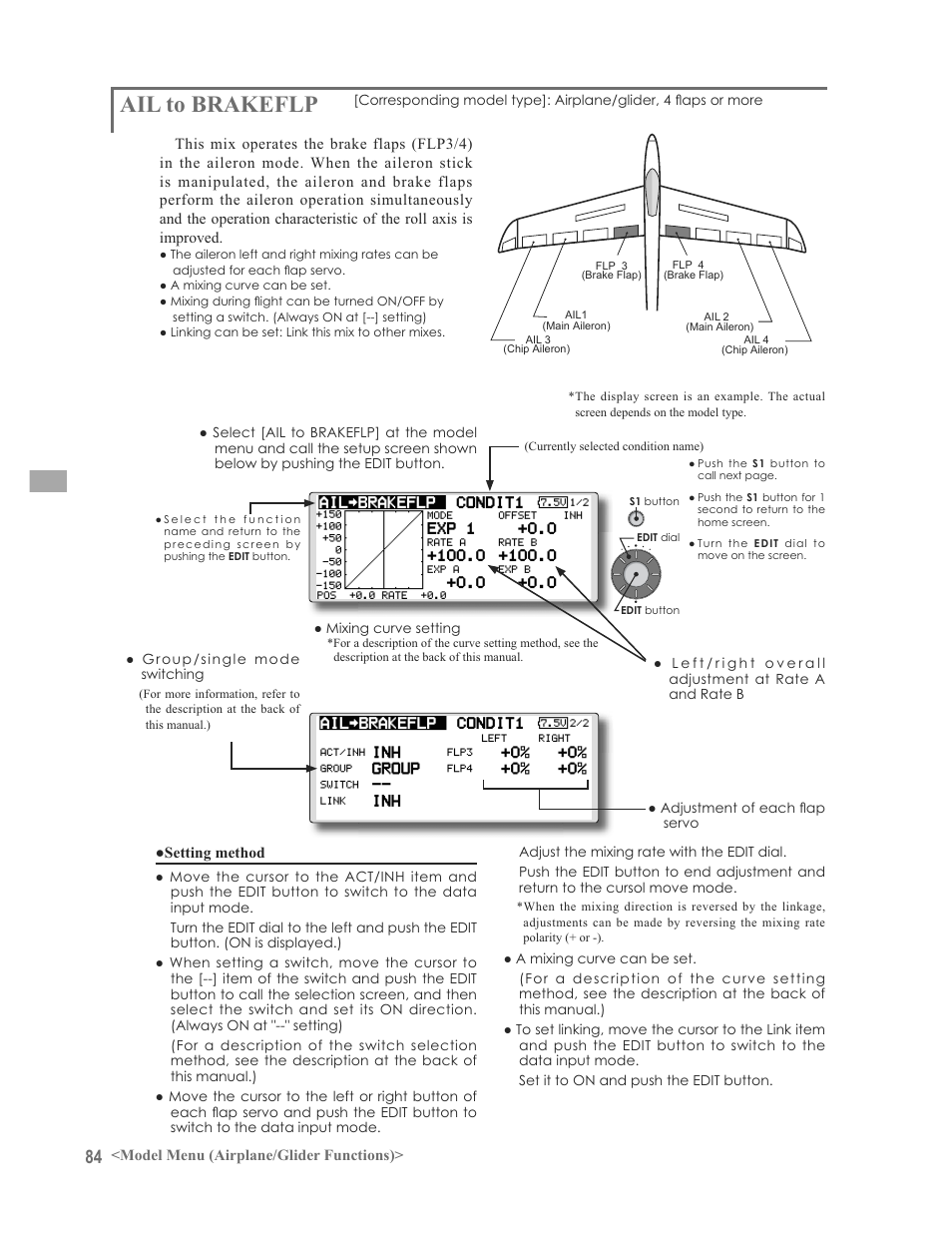 Ail to brakeflp | Futaba 12FG User Manual | Page 84 / 127