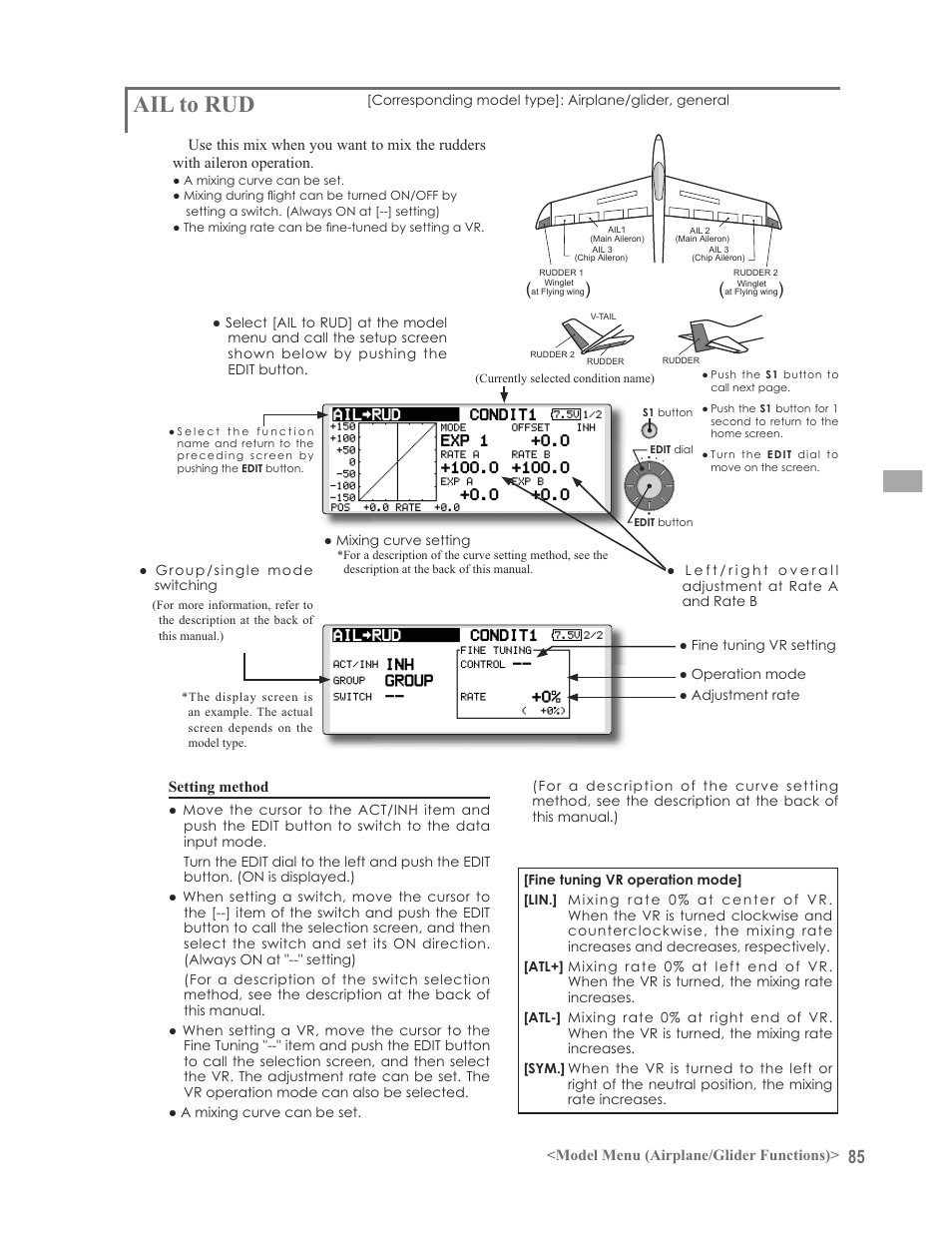 Ail to rud | Futaba 12FG User Manual | Page 85 / 127