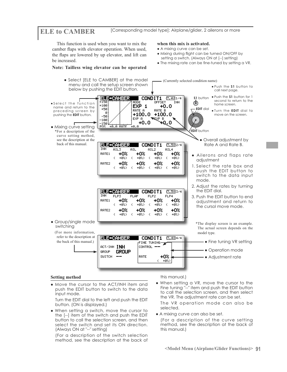 Ele to camber | Futaba 12FG User Manual | Page 91 / 127