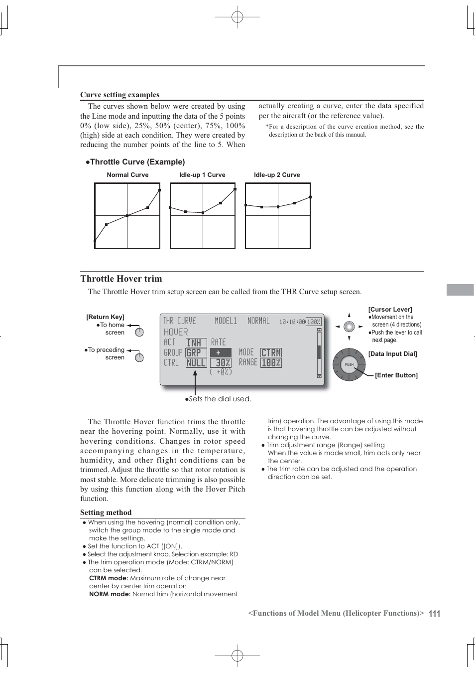 Throttle hover trim | Futaba 12Z User Manual | Page 111 / 127