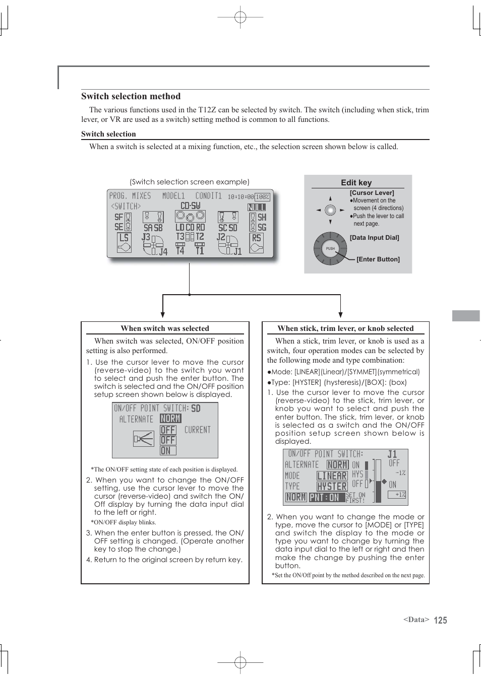 Switch selection method | Futaba 12Z User Manual | Page 125 / 127