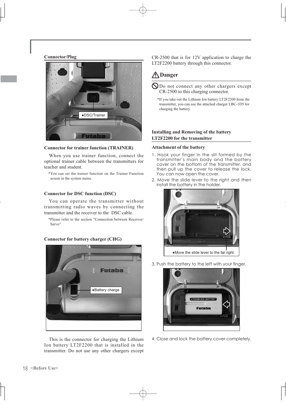 Danger | Futaba 12Z User Manual | Page 18 / 127