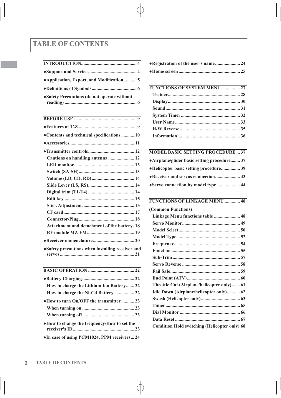 Futaba 12Z User Manual | Page 2 / 127